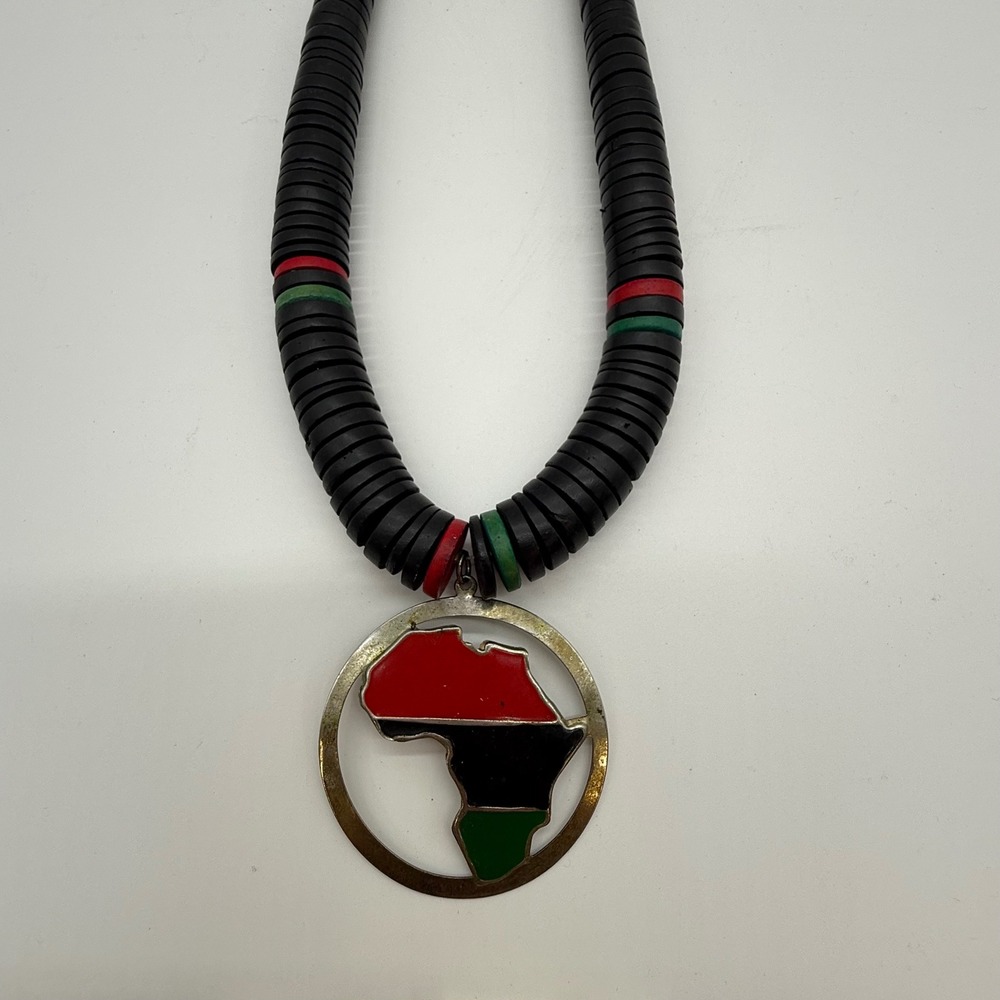 Africa Pendant Necklace Red‎ Black Green Wood Beaded Statement Fashion Jewelry